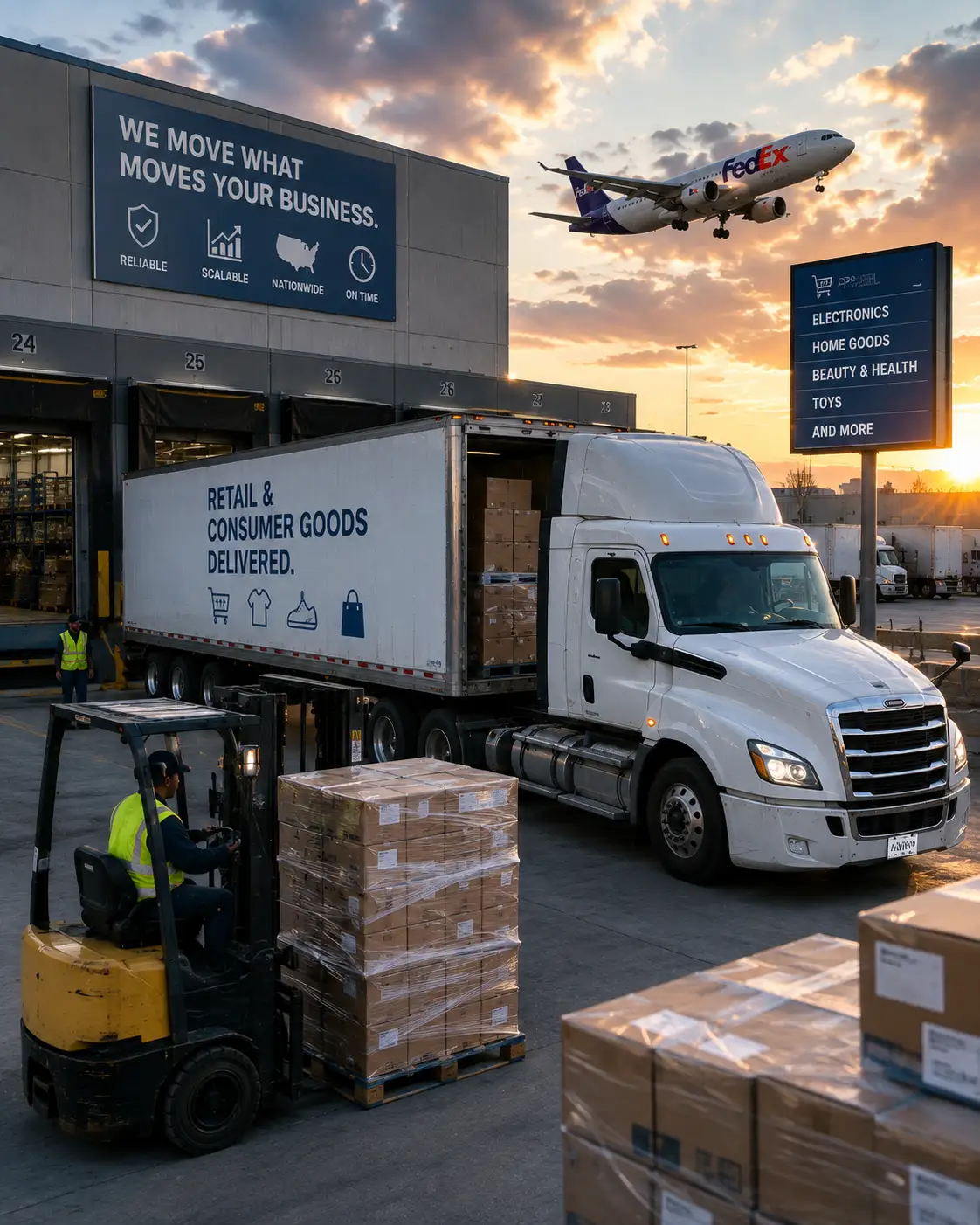 retail and consumer goods industries freight trucking and logistics service in Melbourne FL Yowell International
